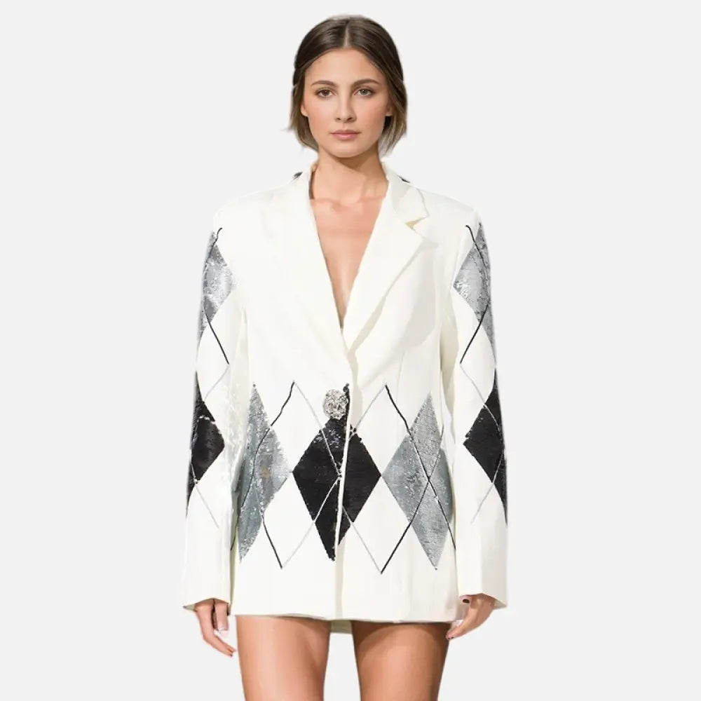 Luxury Casual Patchwork Sequin Suit Jacket for Women | same ANTHEM.