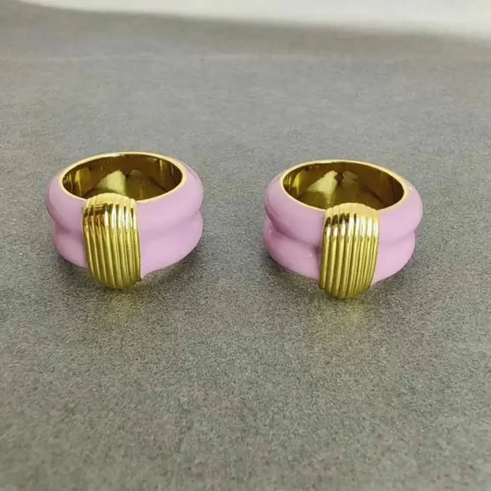 Luxury Enamel Stackable Rings – Unisex Punk Style | same ANTHEM - No. 6 / Pink Enemal