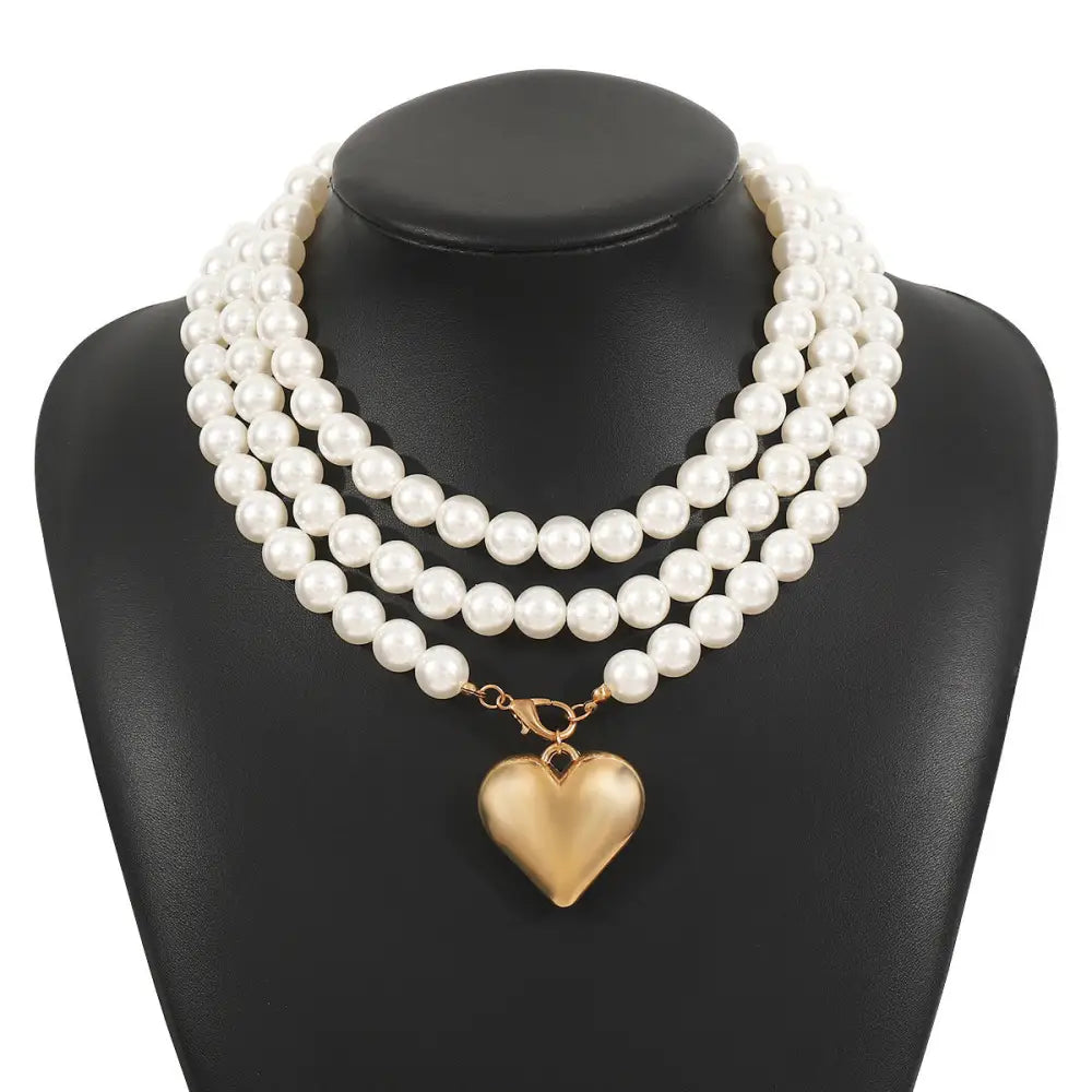 Luxury Heart Pearl Necklace | Boho Chic Soulmate Jewellery | same ANTHEM - Gold