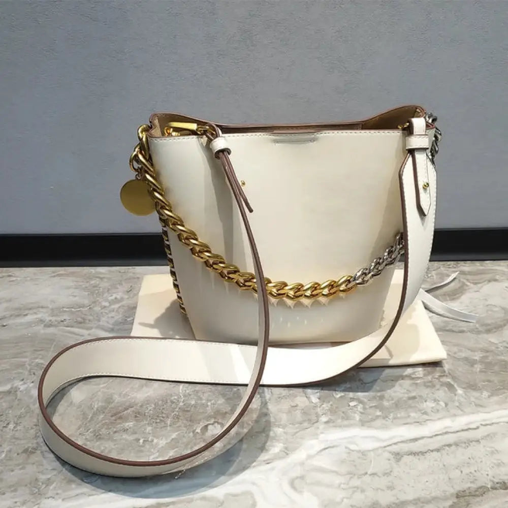 Luxury Leather Bucket Bag – Soulmate Style | same ANTHEM - Beige / 21.5x18x11.5cm