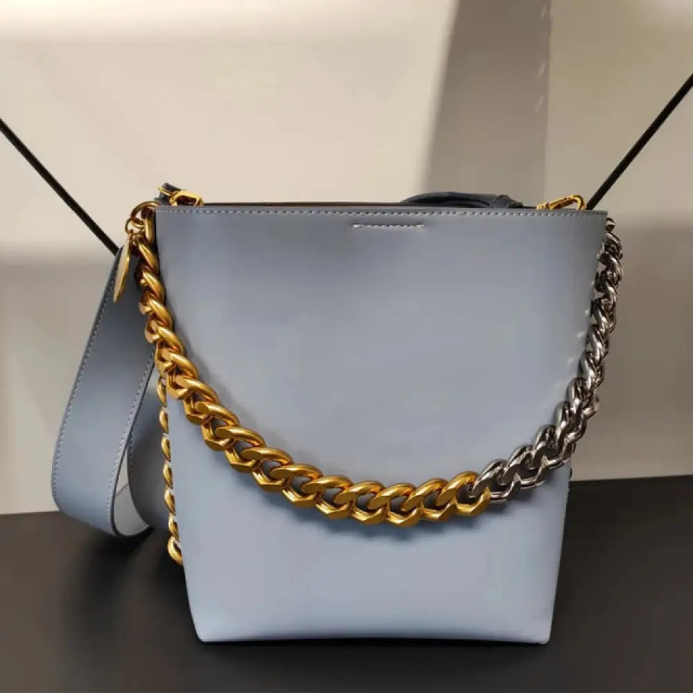 Luxury Leather Bucket Bag – Soulmate Style | same ANTHEM - Blue / 21.5x18x11.5cm