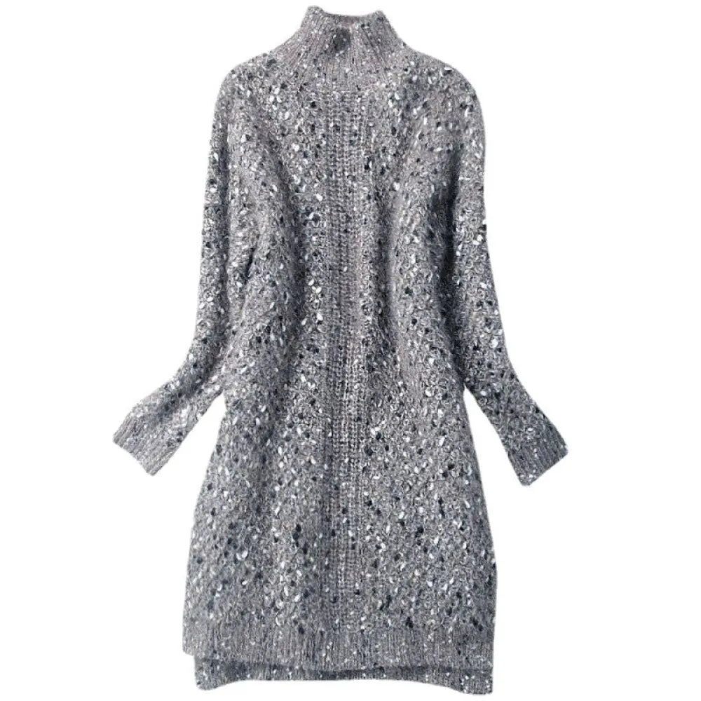 Luxury Sweater Dress for Women | Elegant Cocktail & Casual Knit | same ANTHEM. - Grey / One Size