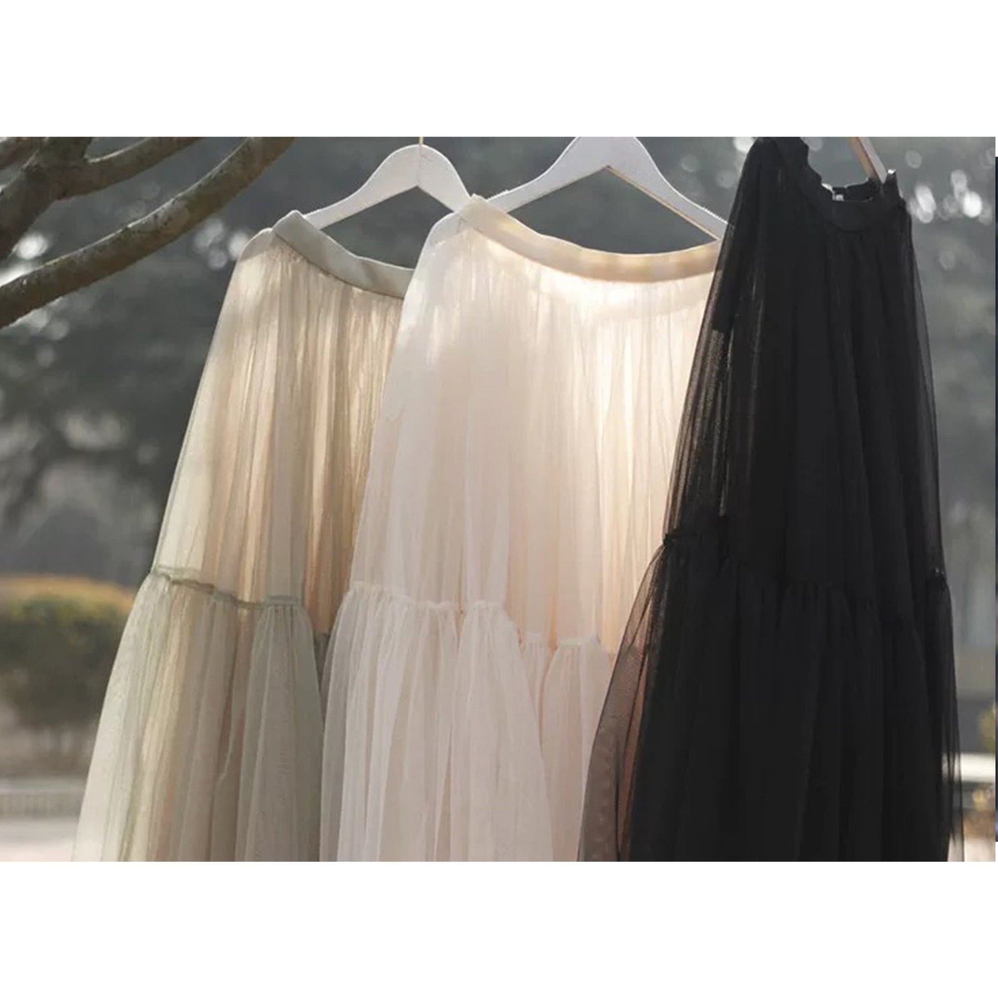 Black Mesh Maxi Hem Skirt Maxi Dress Mid-length Skirt Design Sense Gauze Skirt Big Swing Skirt Spring Clothing Womens