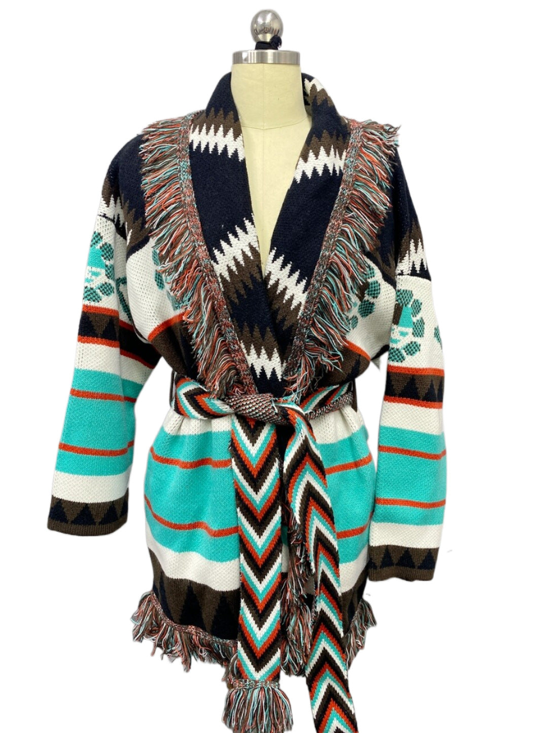 Medium Long Jacquard Cardigan | same ANTHEM. - Green / S