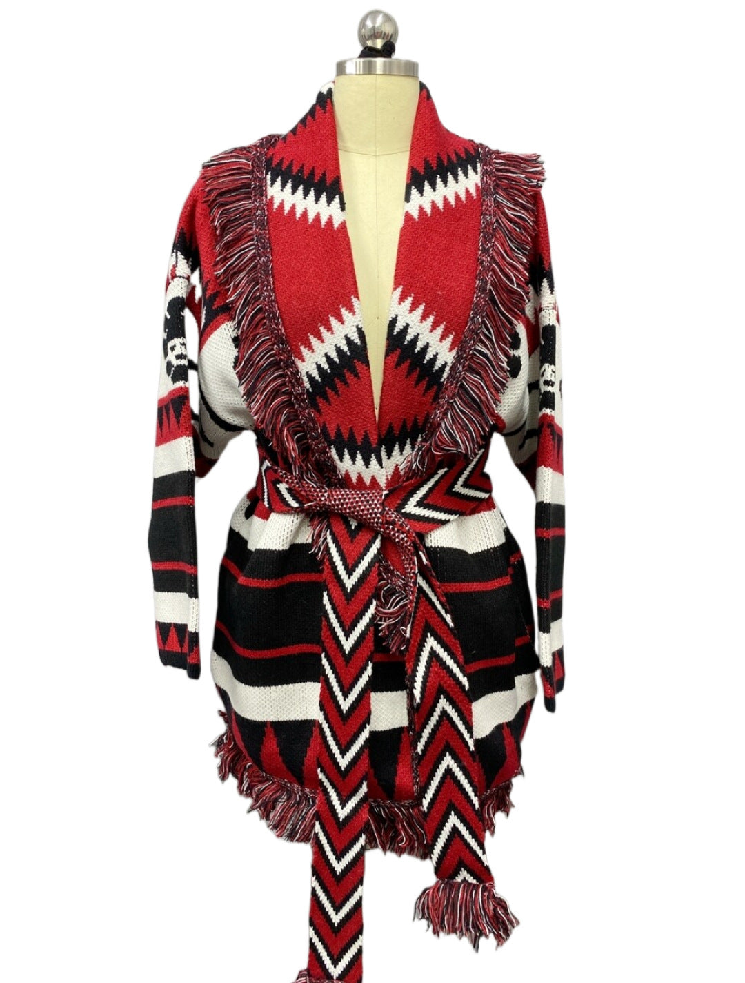 Medium Long Jacquard Cardigan | same ANTHEM. - Red / S