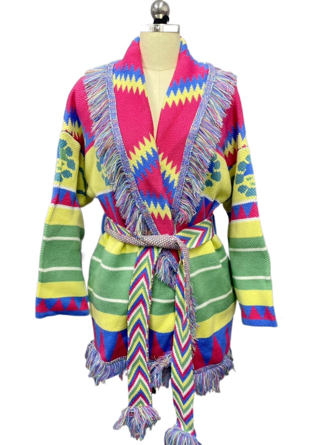 Medium Long Jacquard Cardigan | same ANTHEM. - Rose Red / S