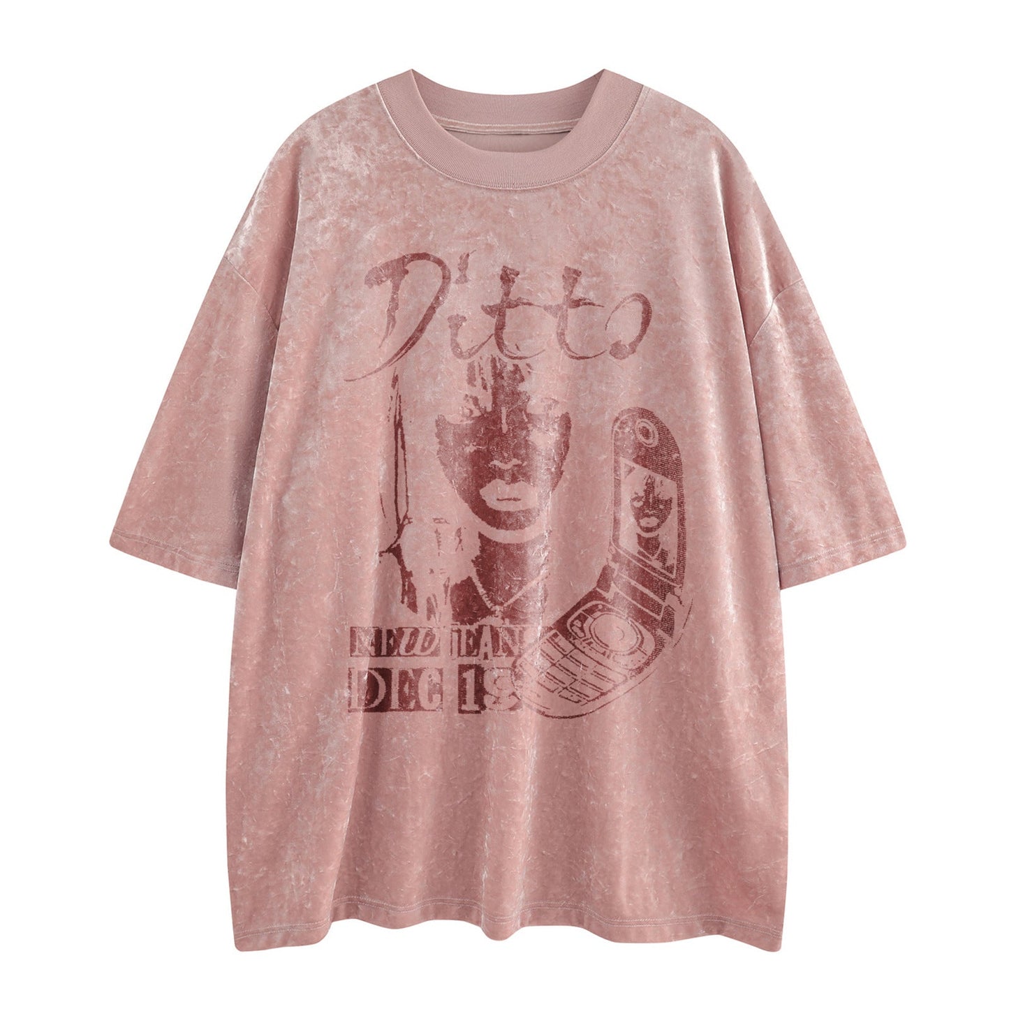 Men’s Abstract Print Velvet T-Shirt | High Street Unisex Summer Top | same ANTHEM. - Pink / S