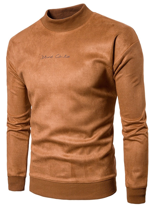 Men’s Chest Letter Print Suede Sweatshirt | Stylish Streetwear | same ANTHEM. - LIGHT BROWN / S