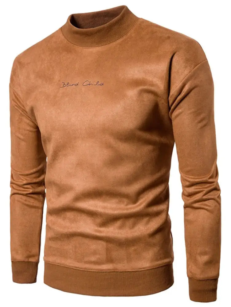 Men’s Chest Letter Print Suede Sweatshirt | Stylish Streetwear | same ANTHEM. - LIGHT BROWN / XS