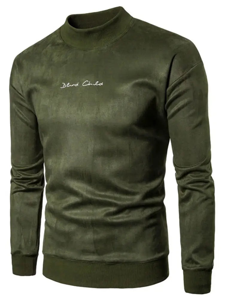 Men’s Chest Letter Print Suede Sweatshirt | Stylish Streetwear | same ANTHEM. - ARMY GREEN / XS