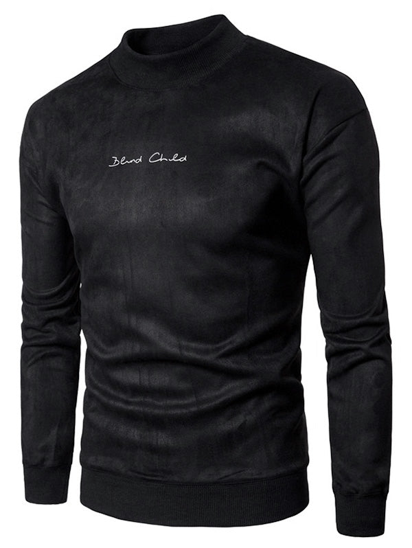 Men’s Chest Letter Print Suede Sweatshirt | Stylish Streetwear | same ANTHEM. - BLACK / L