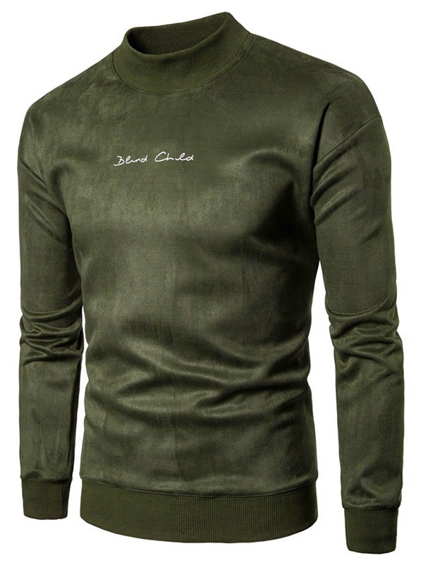 Men’s Chest Letter Print Suede Sweatshirt | Stylish Streetwear | same ANTHEM. - ARMY GREEN / S