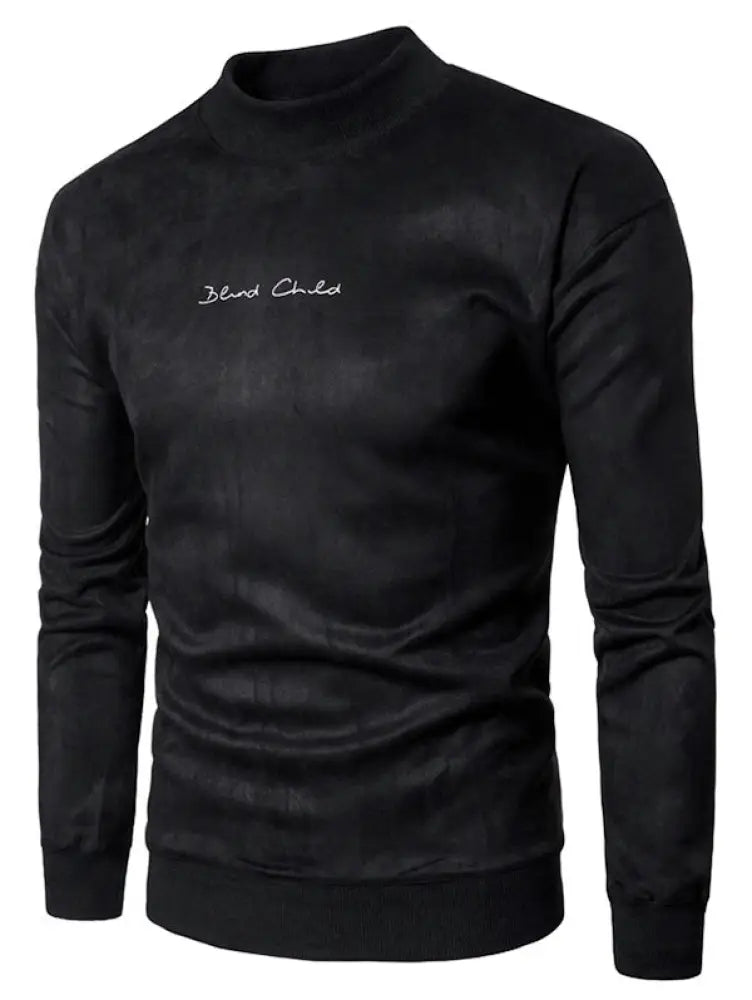 Men’s Chest Letter Print Suede Sweatshirt | Stylish Streetwear | same ANTHEM. - BLACK / S