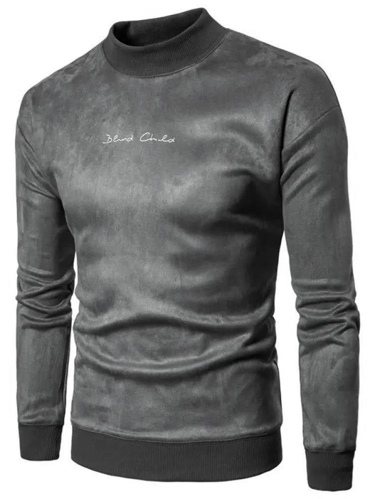 Men’s Chest Letter Print Suede Sweatshirt | Stylish Streetwear | same ANTHEM. - DARK GRAY / L
