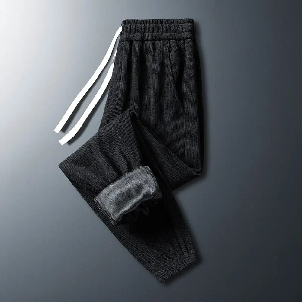 Men’s Corduroy Plush Pants – Casual Cool & Cozy | same ANTHEM - Black plush / 2XL - Pants