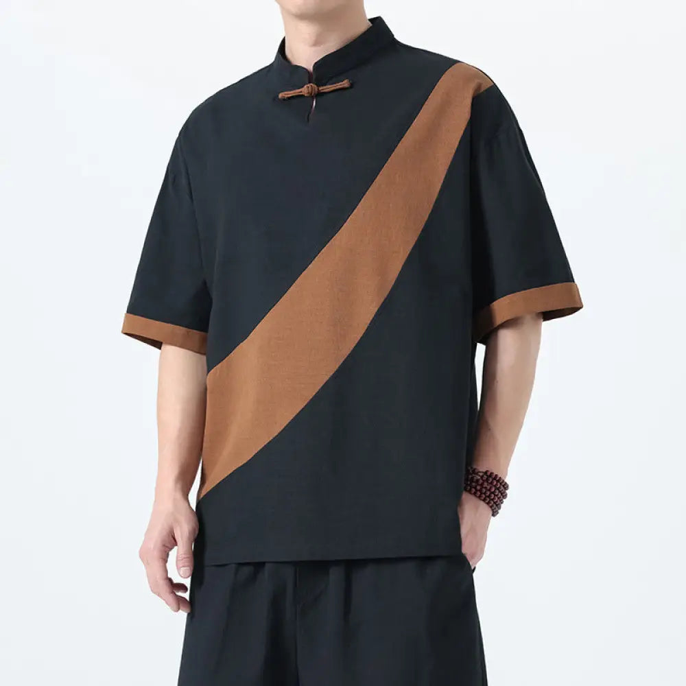 Men’s Cotton Linen Tang Suit T-Shirt – Loose Streetwear Style | same ANTHEM