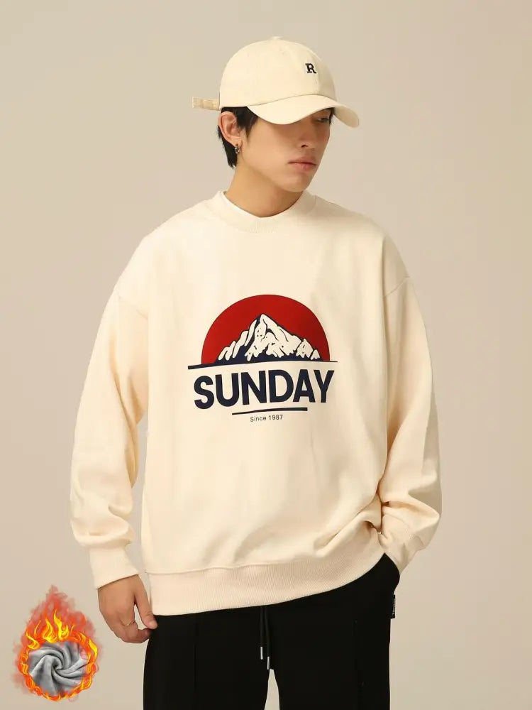 Men’s Cotton Round Neck Sweater – Streetwear Chic | same ANTHEM - Apricot Plush / XL