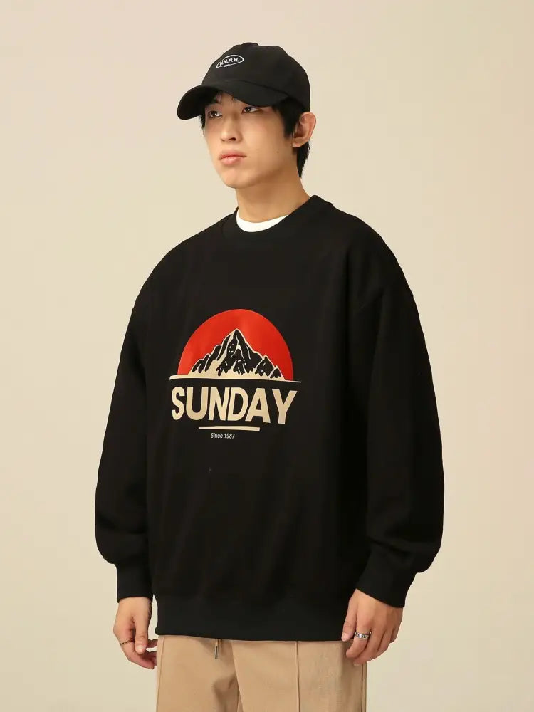 Men’s Cotton Round Neck Sweater – Streetwear Chic | same ANTHEM - Black / XXL