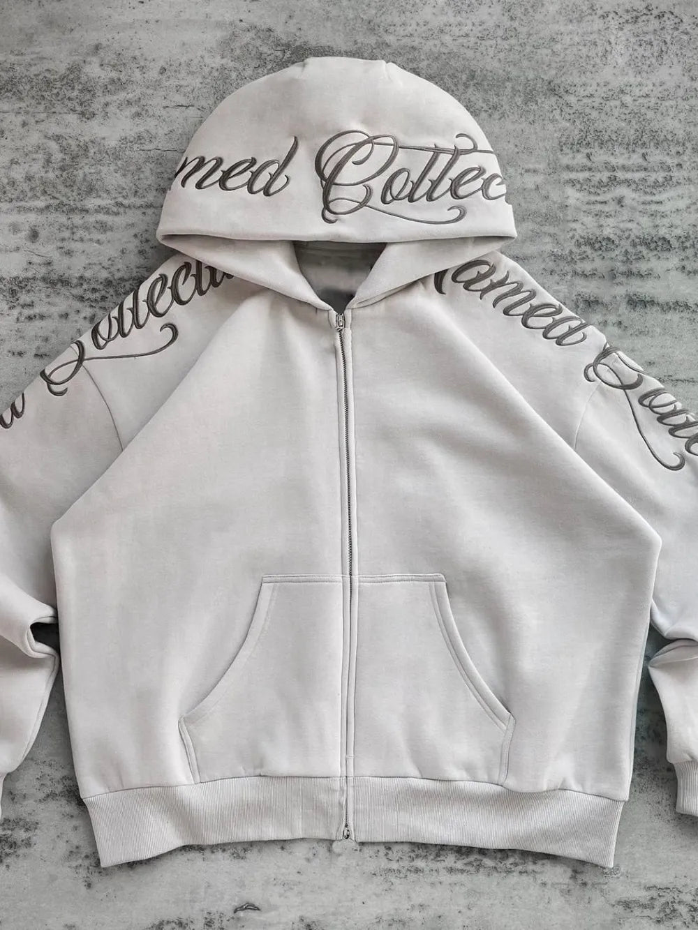 Men’s Embroidered Letter Long Sleeve Hoodie | Casual Streetwear | same ANTHEM - Ivory / L
