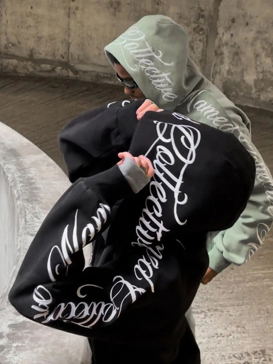 Men’s Embroidered Letter Long Sleeve Hoodie | Casual Streetwear | same ANTHEM - Black / L