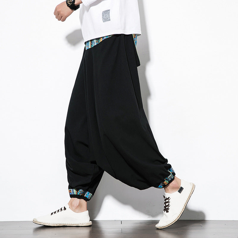 Men’s Ethnic Style Retro Nepalese Harem Pants – Wide Baggy Casual Pants | Same Anthem - Black / 2XL - Pants
