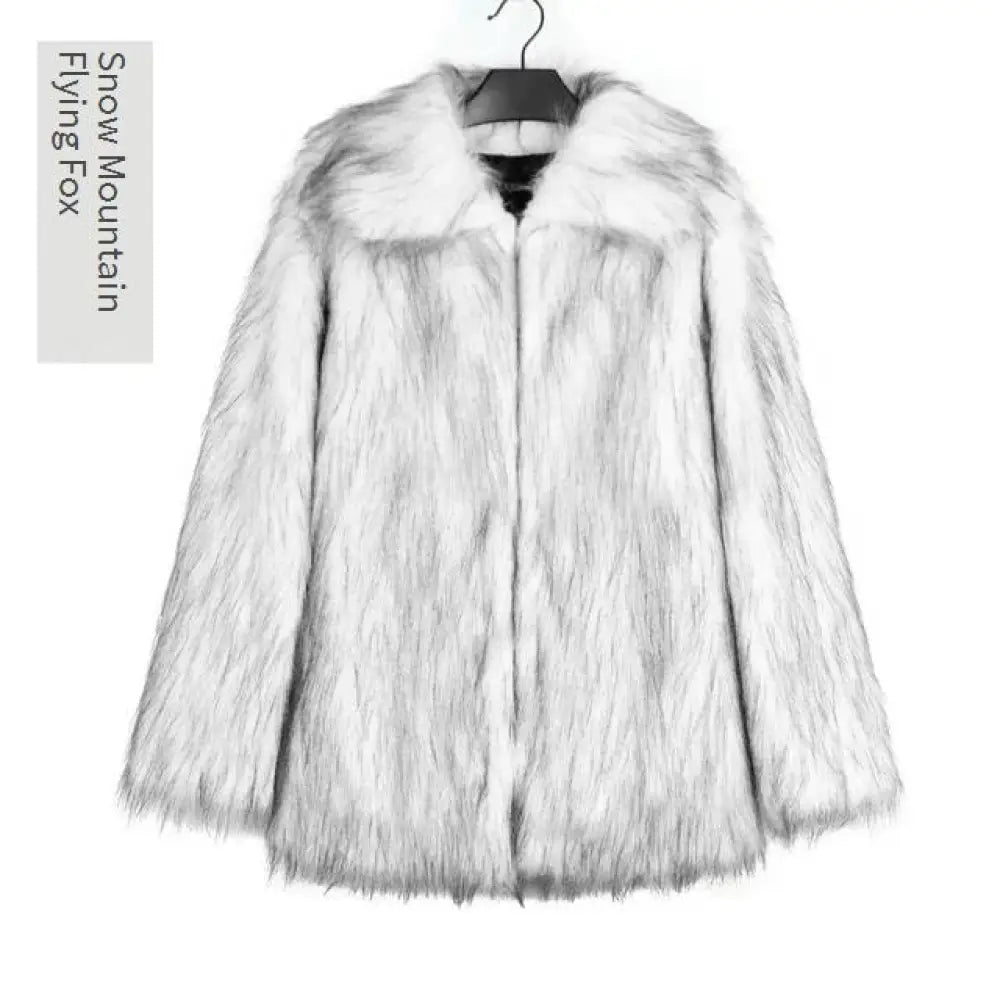 Men’s Faux Fox Fur Jacket | Luxury Winter Streetwear Coat | same ANTHEM - Snow Mountain Flying Fox / S