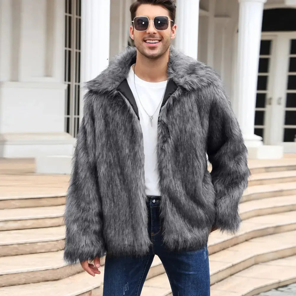 Men’s Faux Fox Fur Jacket | Luxury Winter Streetwear Coat | same ANTHEM
