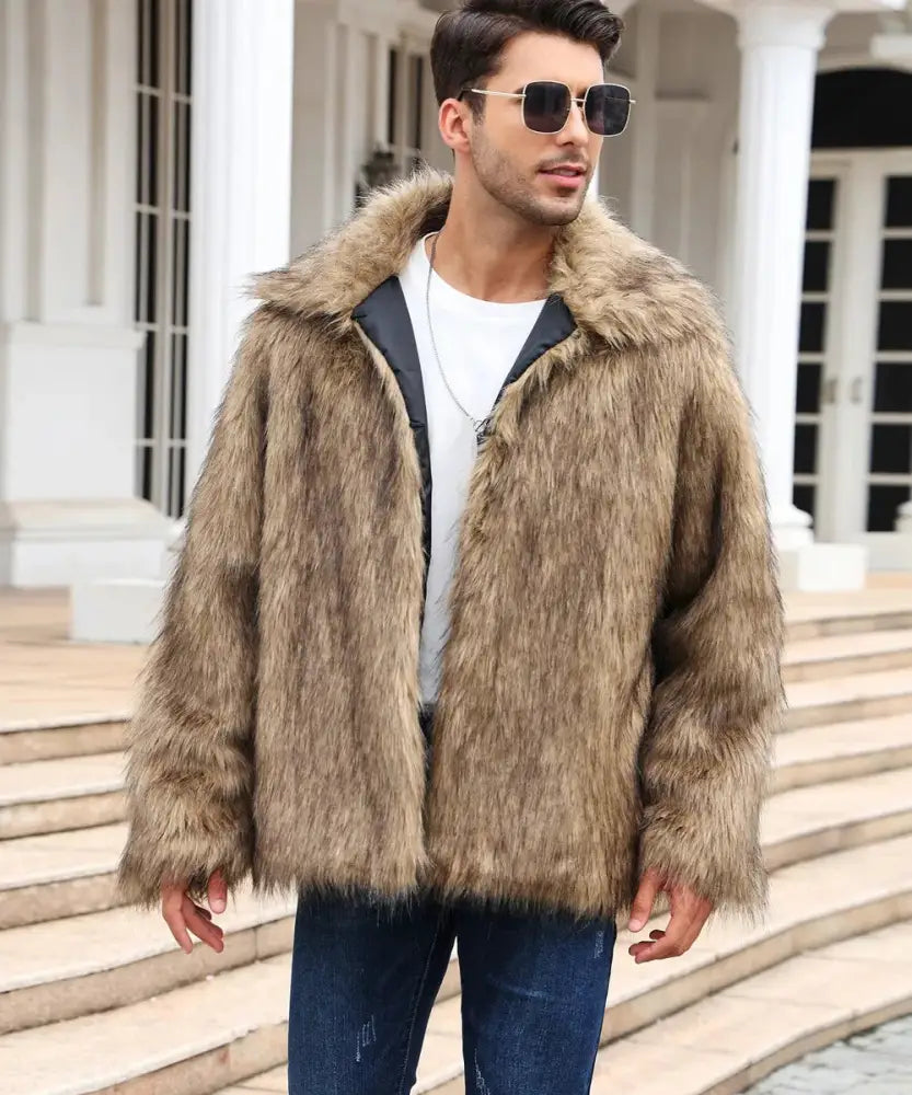 Men’s Faux Fox Fur Jacket | Luxury Winter Streetwear Coat | same ANTHEM