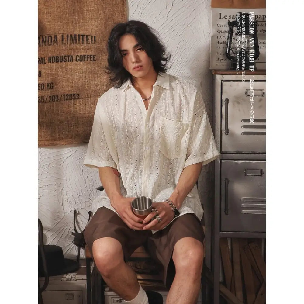 Men’s Hollow-Out Short-Sleeved Shirt | Casual Cool Style | same ANTHEM