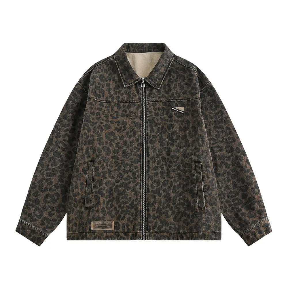 Men’s Leopard Print Denim Jacket | same ANTHEM. Soulmate Streetwear - Leopard print / M