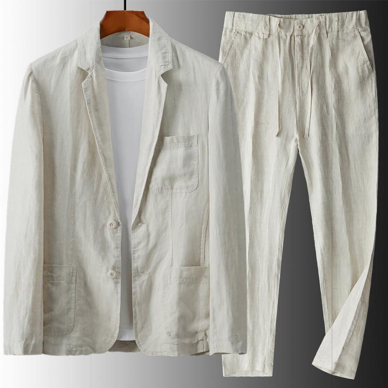 Men’s Linen Suit Set – Soulmate Streetwear Elegance | same ANTHEM. - Linen Color / S (100-120 lbs)