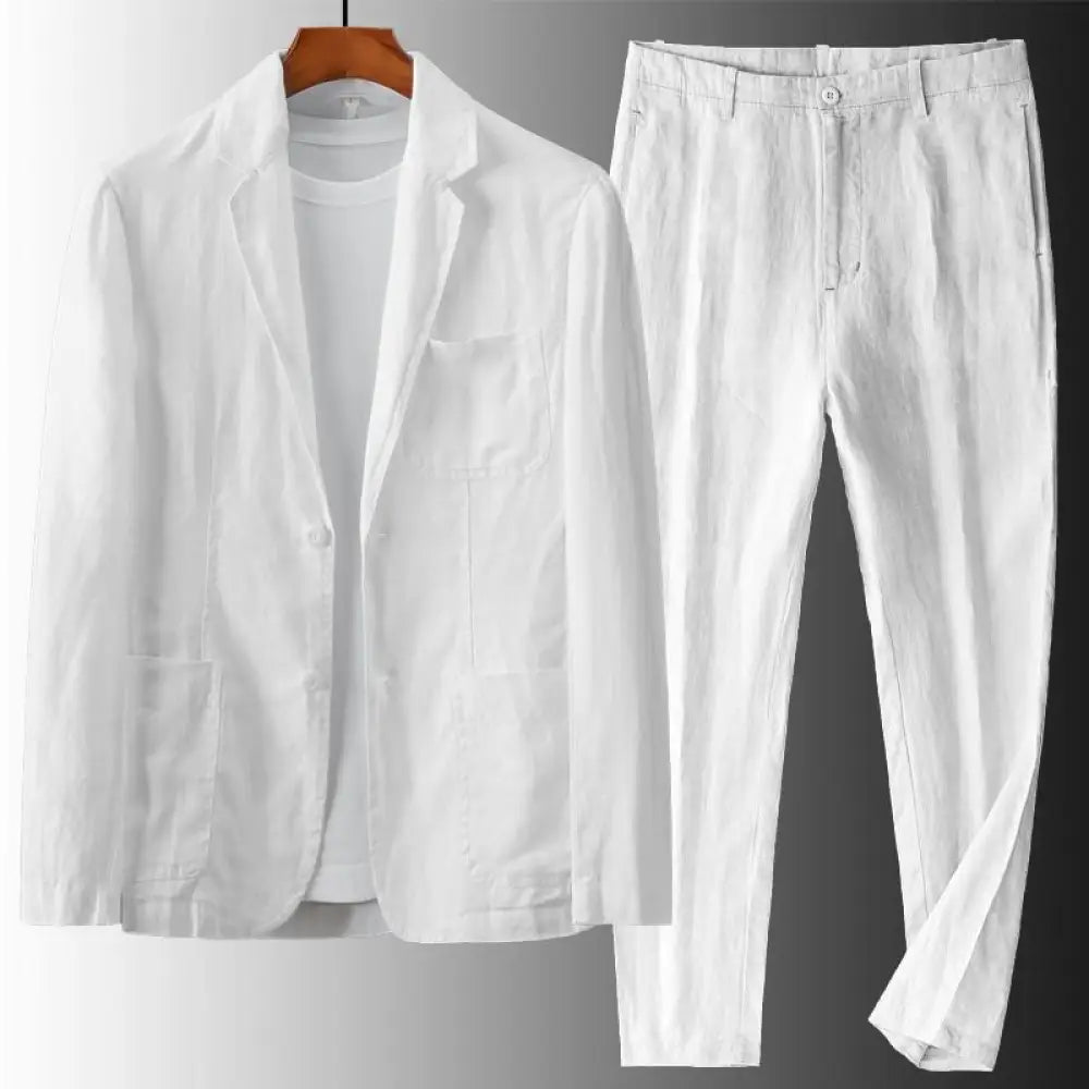 Men’s Linen Suit Set – Soulmate Streetwear Elegance | same ANTHEM. - White / S (100-120 lbs)