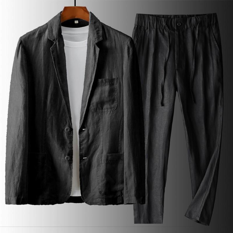 Men’s Linen Suit Set – Soulmate Streetwear Elegance | same ANTHEM. - Black / S (100-120 lbs)