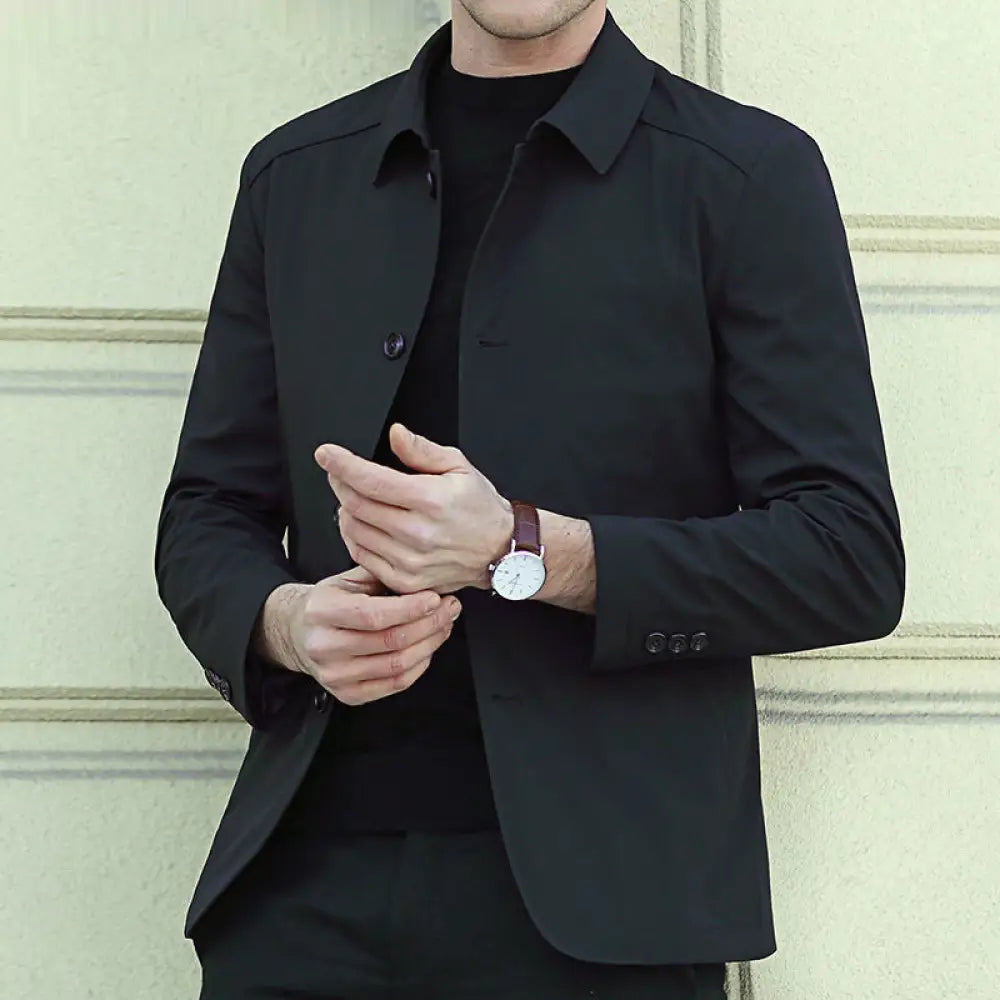 Men’s Mid Length Business Jacket – Casual Elegant Streetwear | same ANTHEM - Black / M