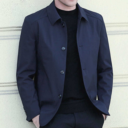 Men’s Mid Length Business Jacket – Casual Elegant Streetwear | same ANTHEM - Navy blue / M