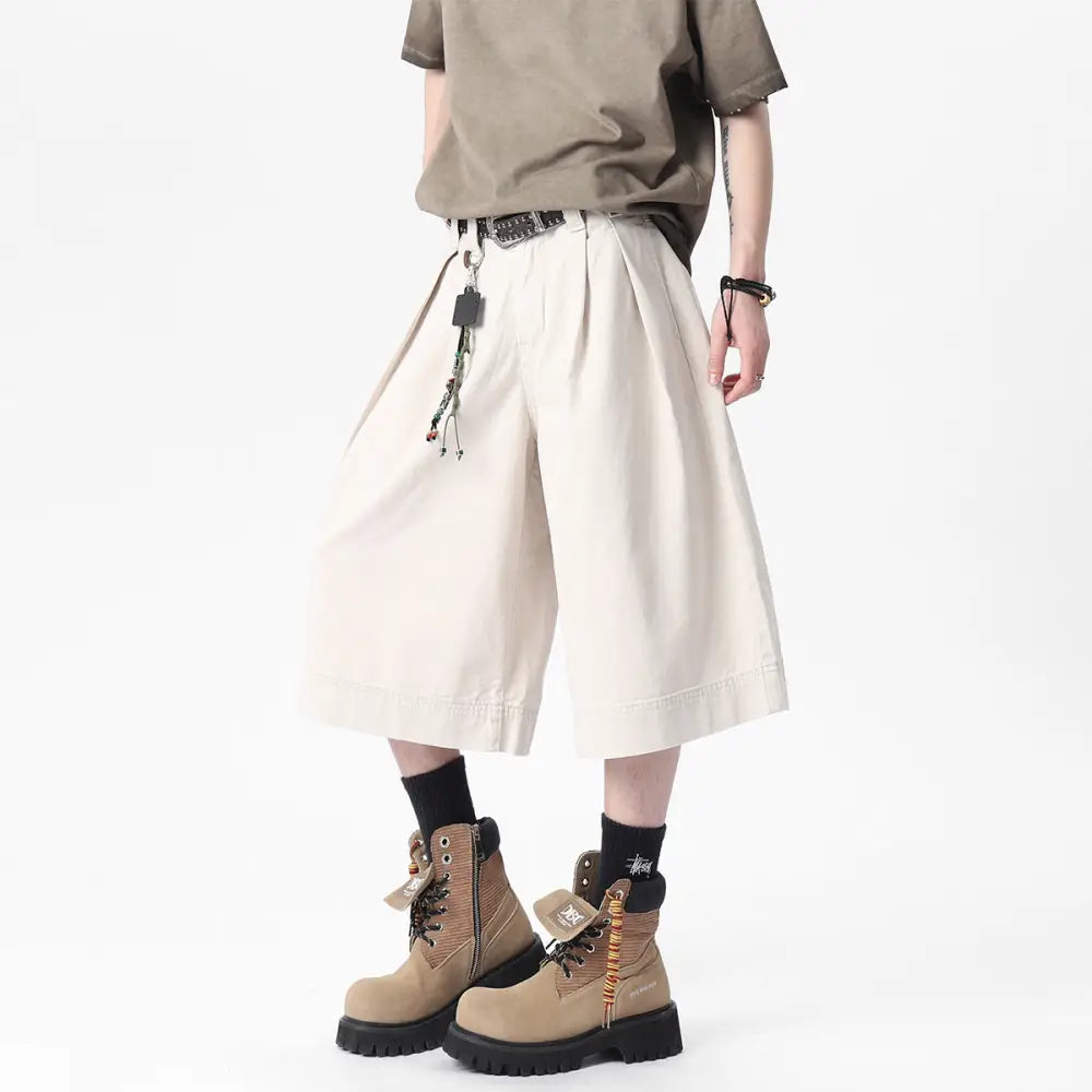Men’s Pleated Casual Pants | Loose Wide Leg Streetwear Trousers | same ANTHEM. - Apricot / S