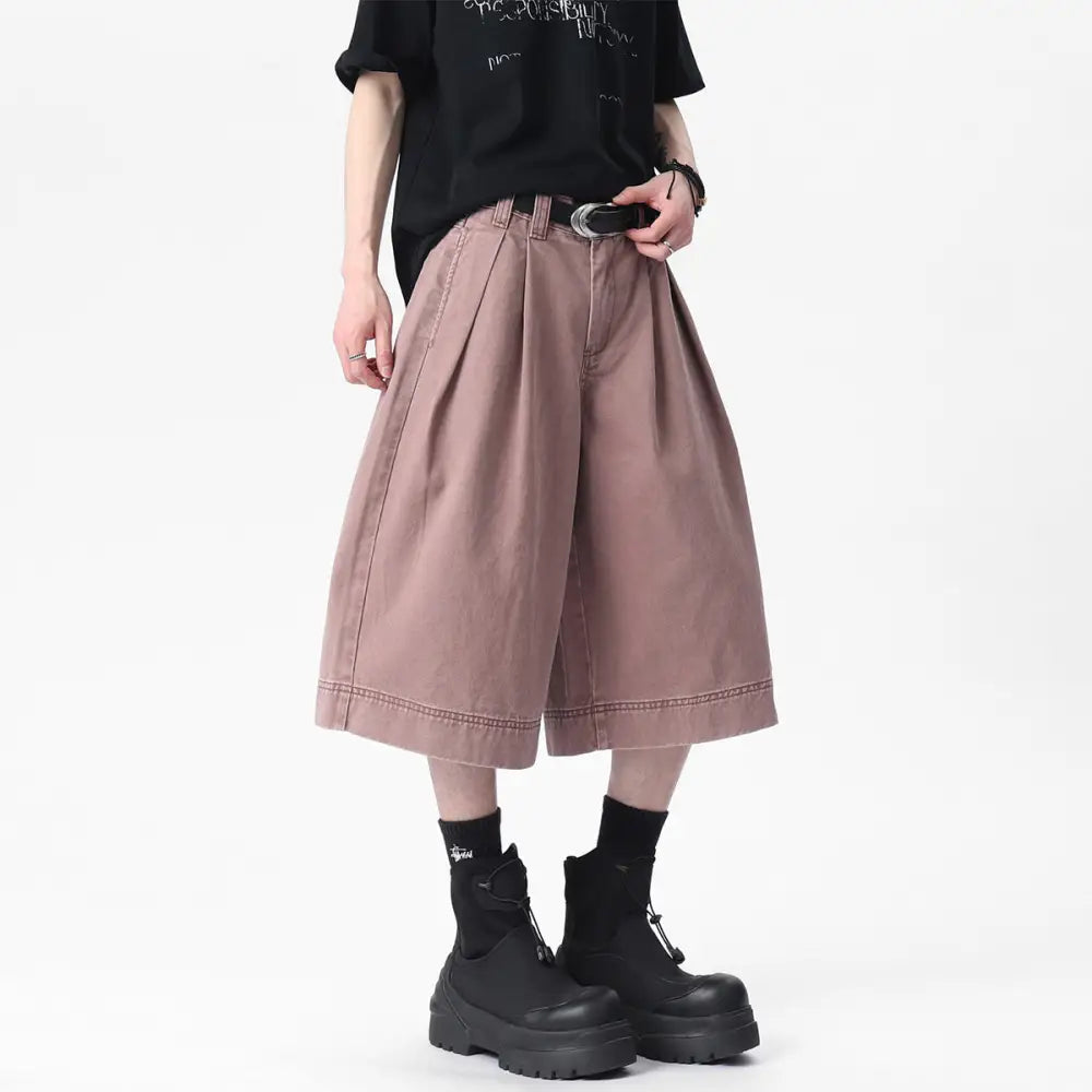 Men’s Pleated Casual Pants | Loose Wide Leg Streetwear Trousers | same ANTHEM. - Sandy Pink / S