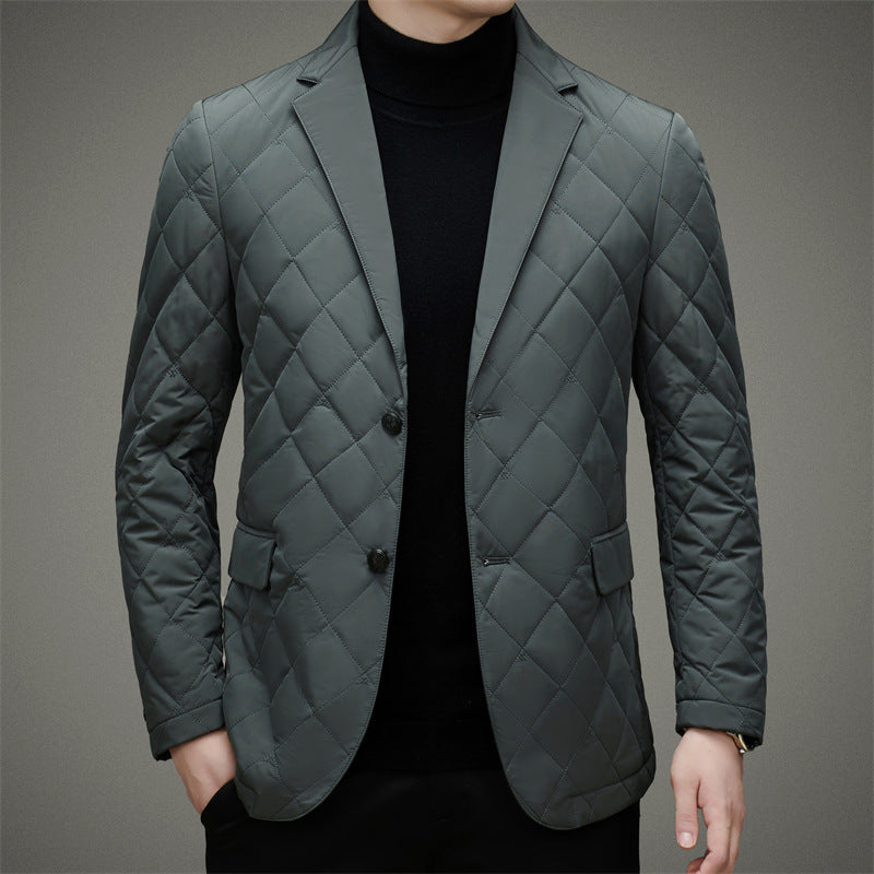 Men’s Short Business Casual Jacket – Korean Slim & Elegant | same ANTHEM - Gray Green / 170 Yards