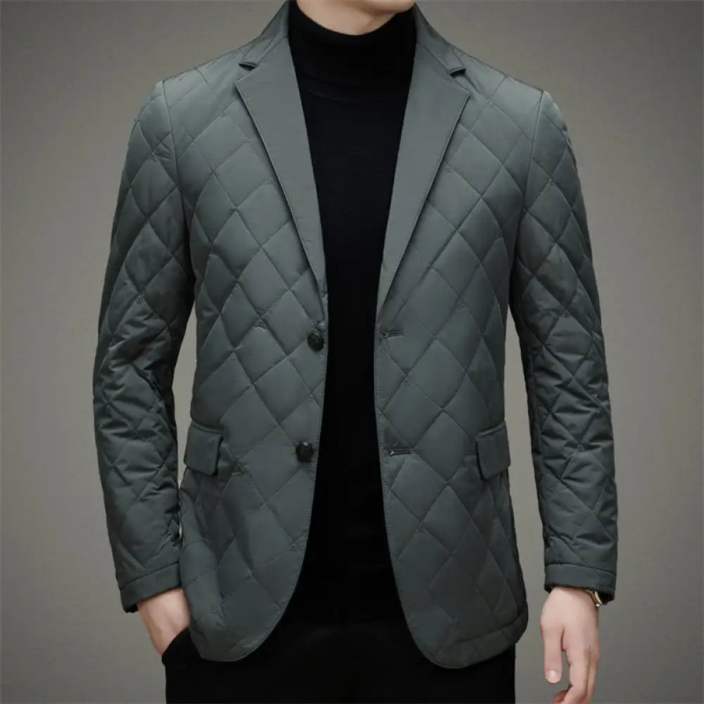 Men’s Short Business Casual Jacket – Korean Slim & Elegant | same ANTHEM - Gray Green / 170 Yards