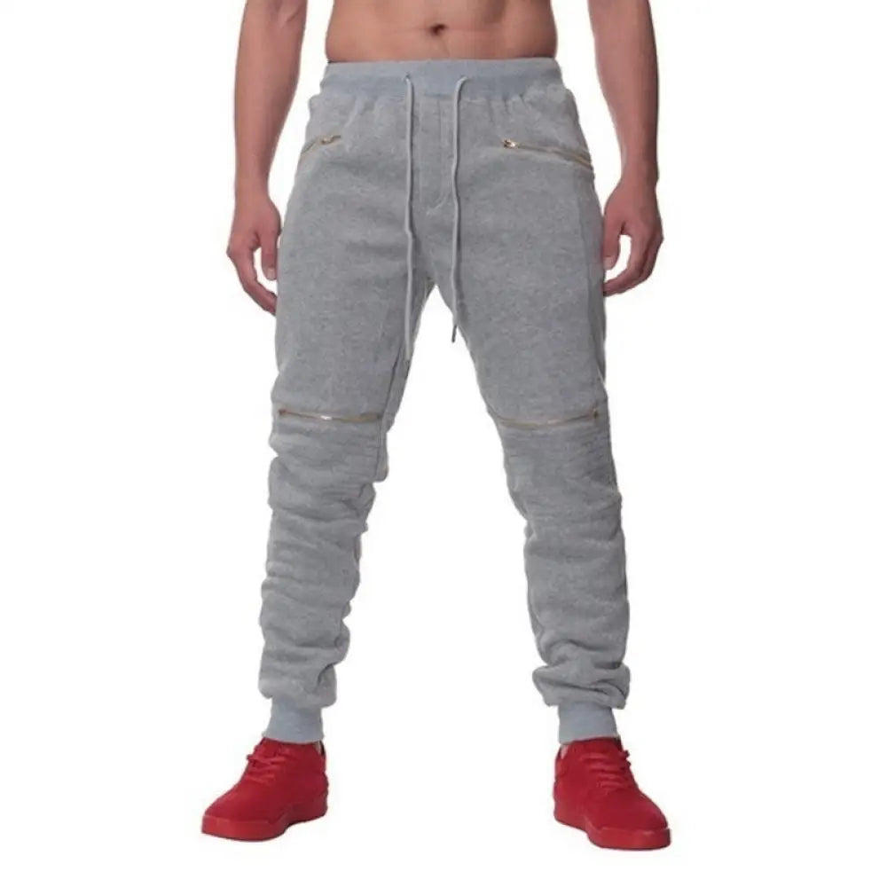 Men’s Sports Pants with Double Pockets & Zip Design – Casual Streetwear | same ANTHEM - Light Grey / 2XL - Pants