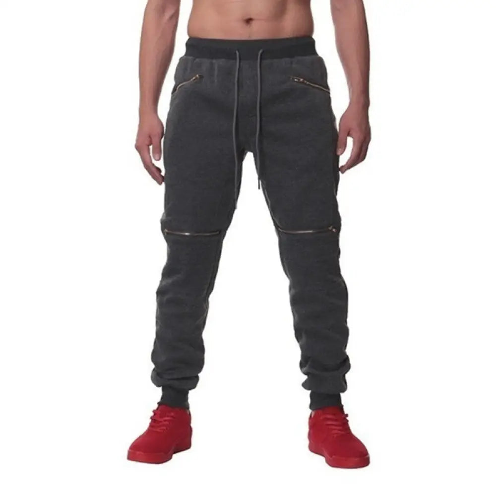 Men’s Sports Pants with Double Pockets & Zip Design – Casual Streetwear | same ANTHEM - Dark Grey / 2XL - Pants
