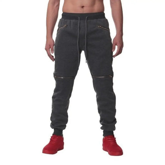 Men’s Sports Pants with Double Pockets & Zip Design – Casual Streetwear | same ANTHEM - Dark Grey / 2XL - Pants