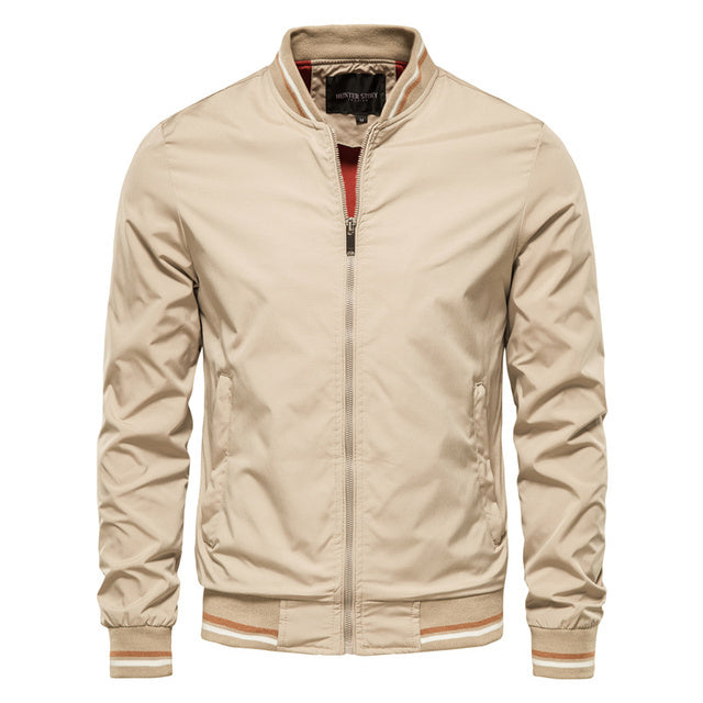 Men’s Striped Zip-Up Jacket – Casual Streetwear for Lovers & Soulmates | same ANTHEM - Khaki / 2XL