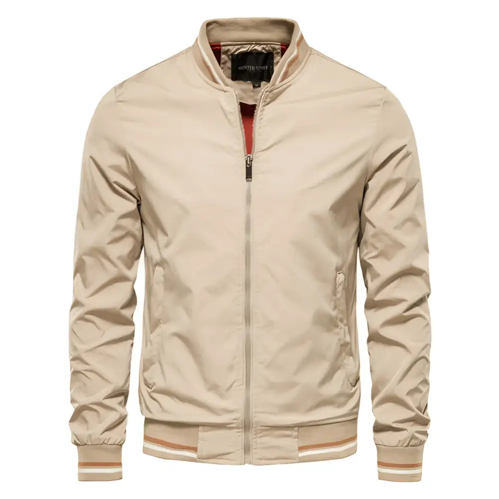 Men’s Striped Zip-Up Jacket – Casual Streetwear for Lovers & Soulmates | same ANTHEM - Khaki / 2XL