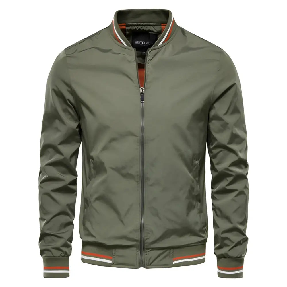 Men’s Striped Zip-Up Jacket – Casual Streetwear for Lovers & Soulmates | same ANTHEM - Army Green / 2XL