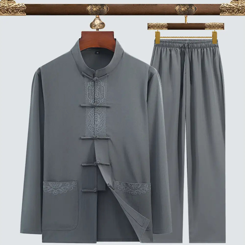 Men’s Tang Suit Set – Modern Chinese Style Summer Suit | same ANTHEM - 3105 Deep Gray / 3XL
