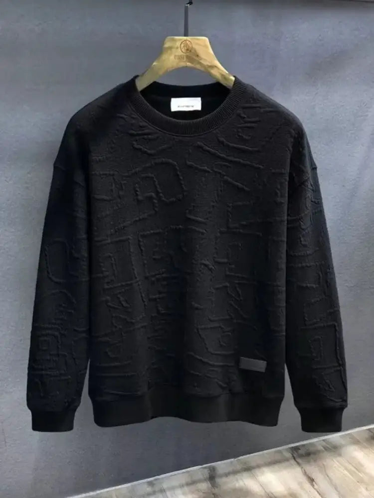 Men’s Textured Round Neck Long Sleeve Sweatshirt | Casual Streetwear | same ANTHEM