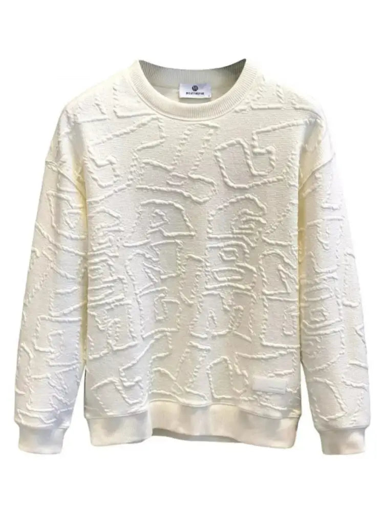 Men’s Textured Round Neck Long Sleeve Sweatshirt | Casual Streetwear | same ANTHEM