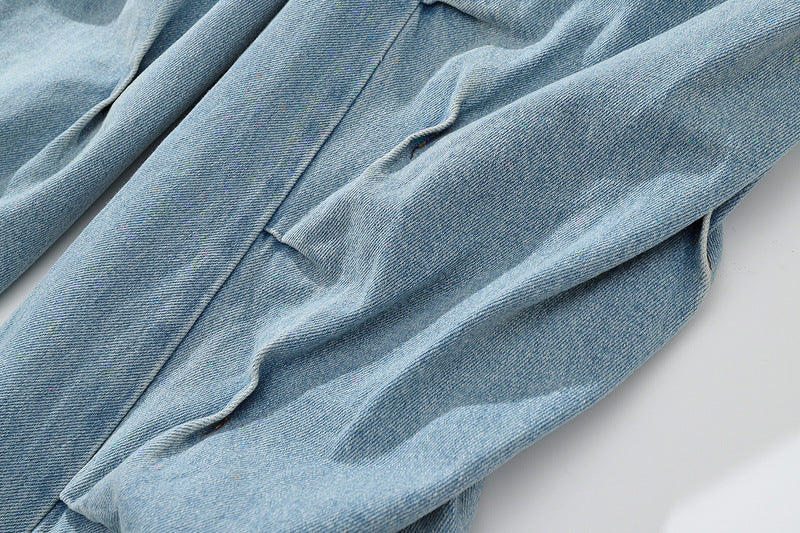 Vintage Vintage Washed Irregular Pleated Jeans - Bag