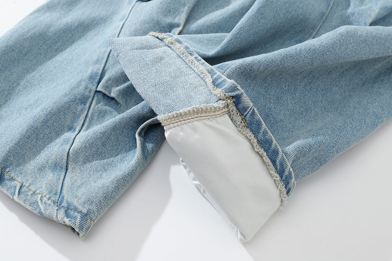 Vintage Vintage Washed Irregular Pleated Jeans - Bag